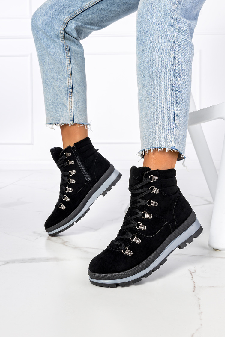 Czarne botki sznurowane Casu 3300-1