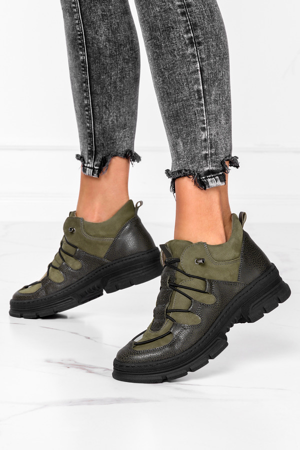 Zielone półbuty wsuwane polska skóra Casu 0634