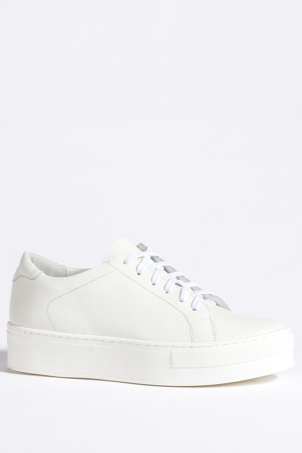 Białe sneakersy skórzane damskie creepersy sznurowane PRODUKT POLSKI Casu 2691
