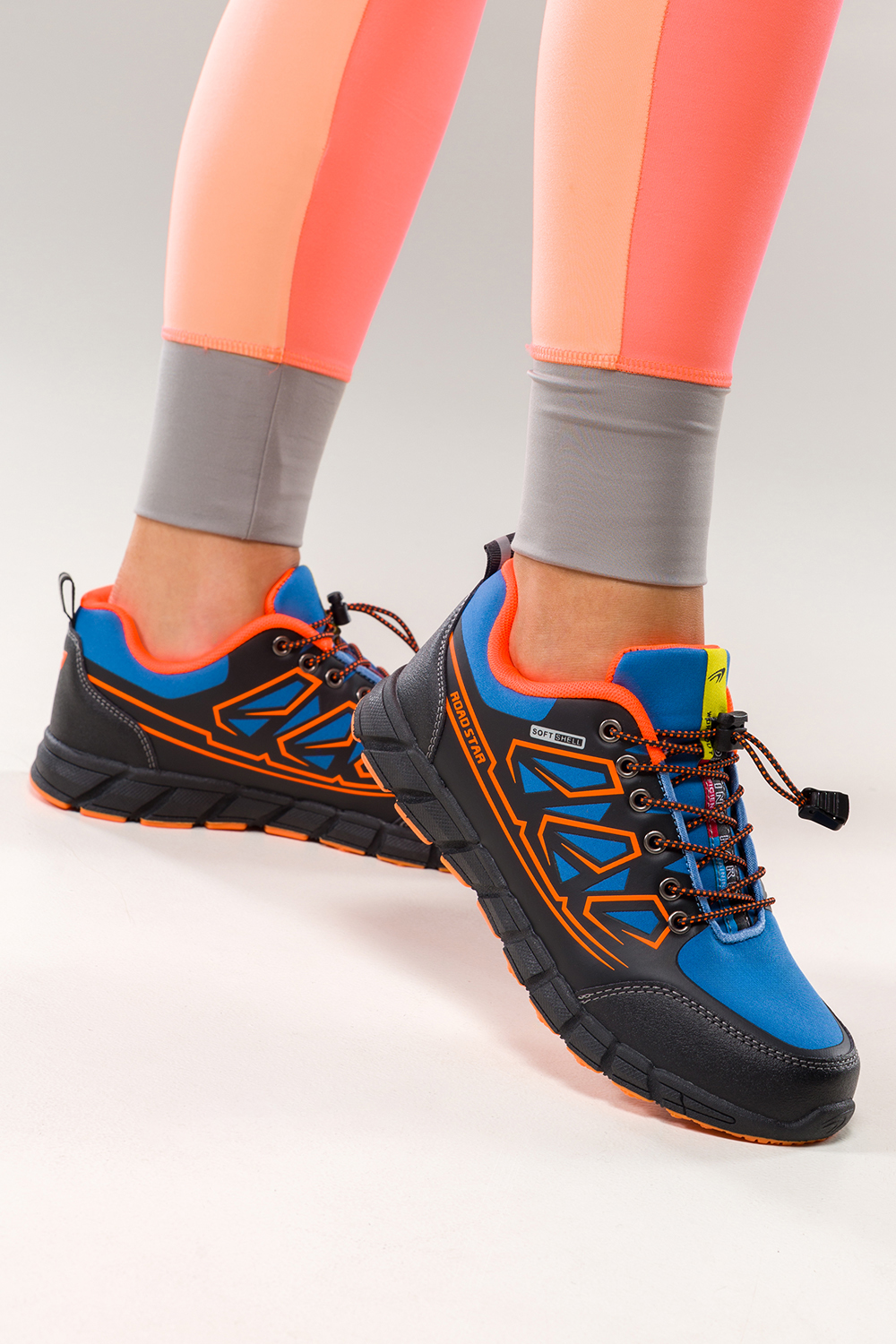 Niebieskie buty trekkingowe damskie buty sportowe na bienikowanej podeszwie z regulowan elastyczn