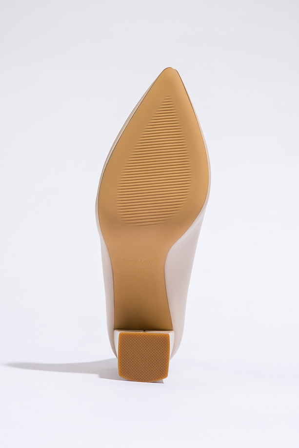 Beżowe czółenka damskie Sergio Leone na słupku skórzana wkładka PB216-CA