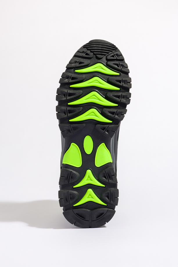 Czarne buty trekkingowe damskie z seledynowymi dodatkami sznurowane softshell Casu B2111-2