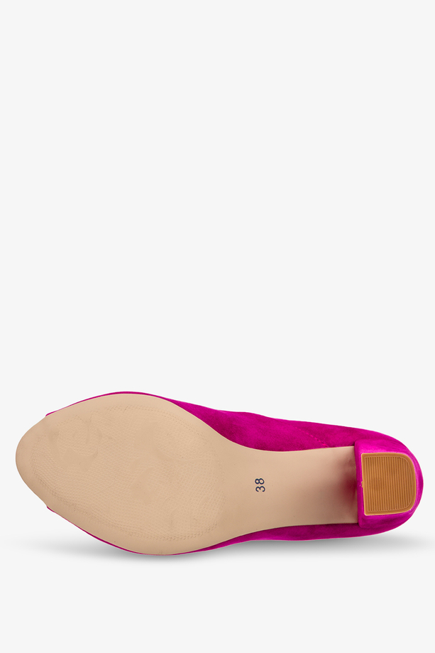 Fuksjowe czółenka na słupku peep toe Casu 025