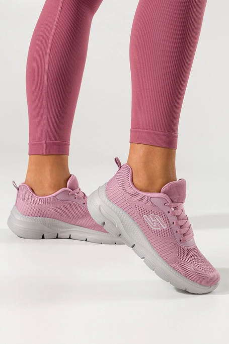 Różowe sneakersy damskie buty sportowe na fitness z perforacją szara platforma sznurowane Casu JK9321-45