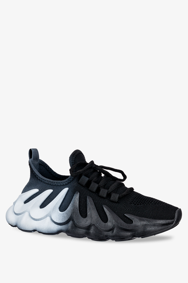 Czarne sneakersy na platformie buty sportowe sznurowane Casu VL198P