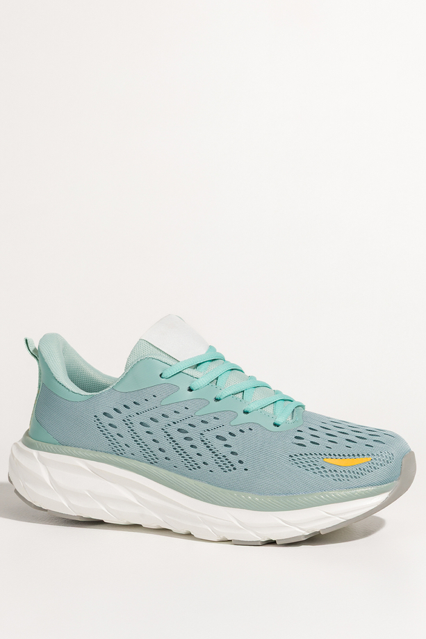 Turkusowe sneakersy damskie buty sportowe do biegania na białej platformie ze żłobieniami sznurowane Casu BC109