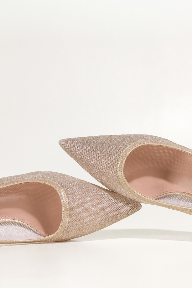 Złote czółenka damskie szpilki brokatowe Carla GF703K