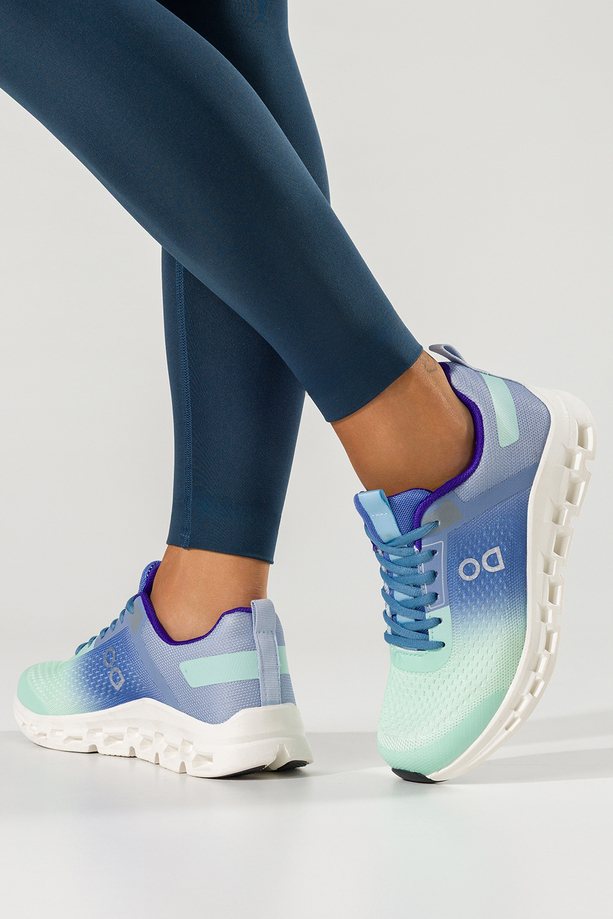 Zielone sneakersy damskie buty sportowe na siłownię cieniowane na białej podeszwie ze żłobieniami sznurowane Casu BC108