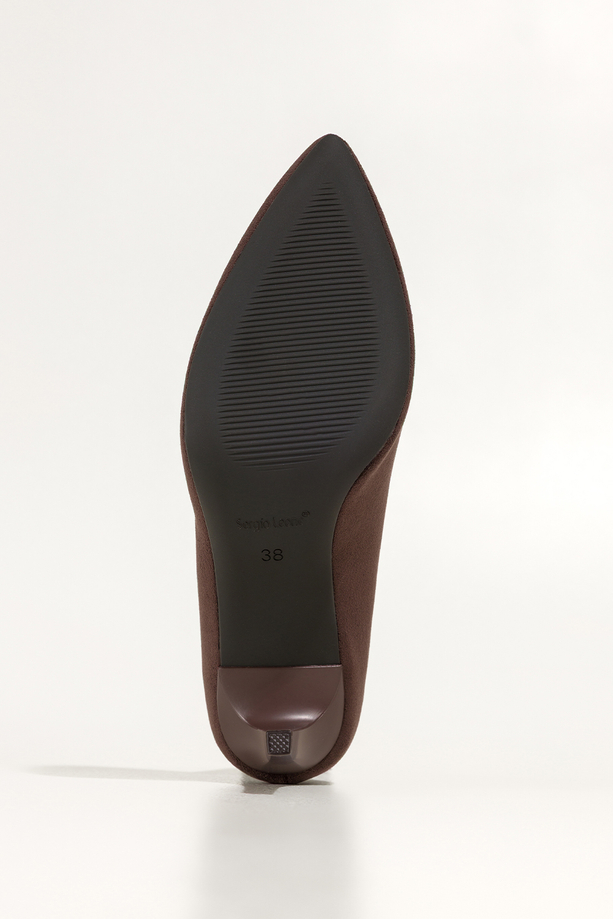 Czekoladowe szpilki damskie Sergio Leone klasyczne skórzana wkładka 8660