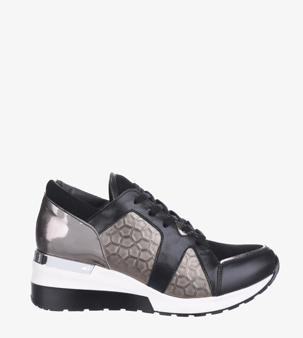 Czarne sneakersy Kati buty sportowe sznurowane polska skóra 7023