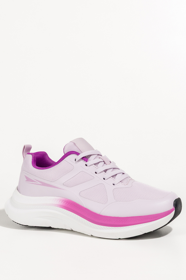 Fioletowe sneakersy damskie buty sportowe na siłownię biała platforma fioletowe wstawki sznurowane Casu 9026-3