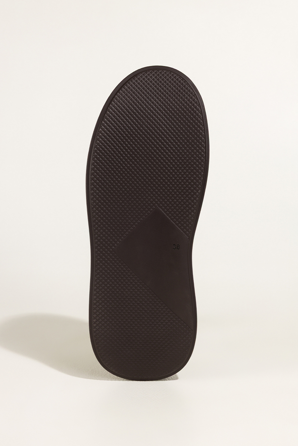 Czekoladowe sneakersy skórzane damskie buty sportowe na platformie beżowe wstawki sznurowane PRODUKT POLSKI Casu 7987