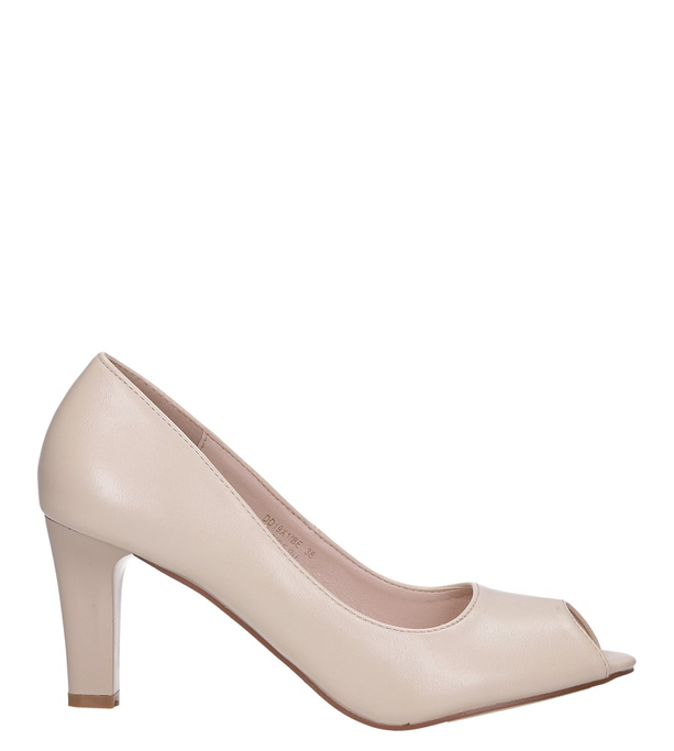 Beżowe czółenka peep toe ze skórzaną wkładką Casu DD19X1/BE