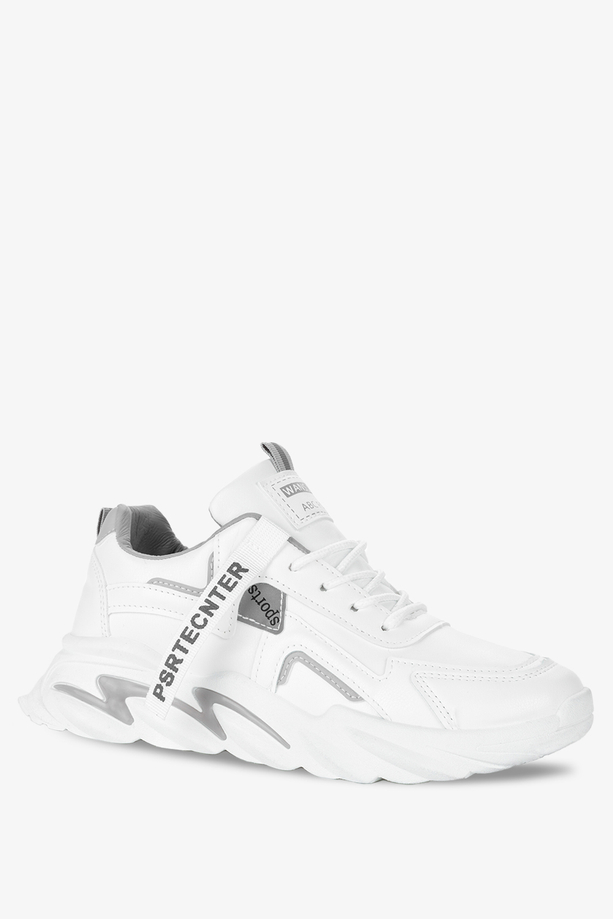 Białe sneakersy na platformie buty sportowe sznurowane Casu 20-11-21-WG