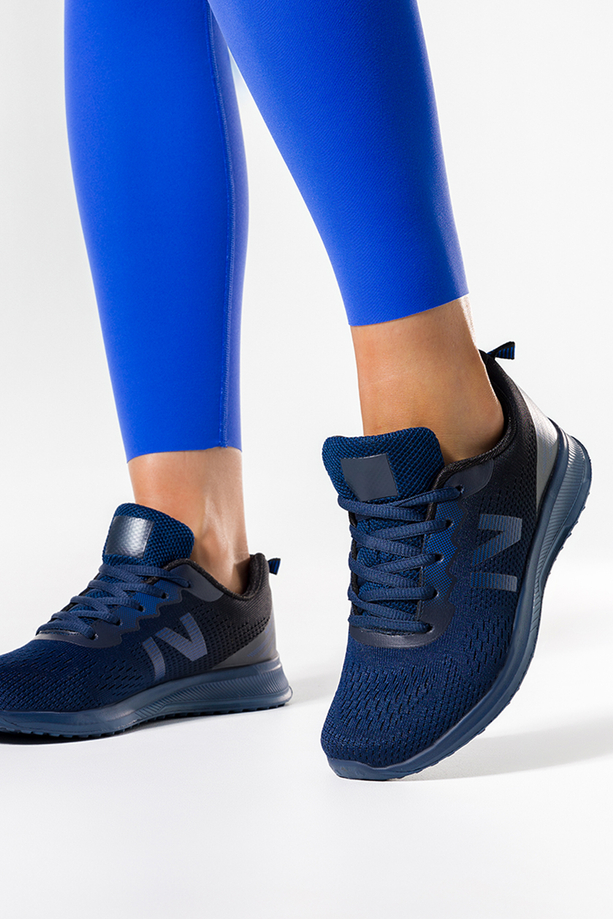 Granatowe sneakersy damskie buty sportowe sznurowane Casu B01-1