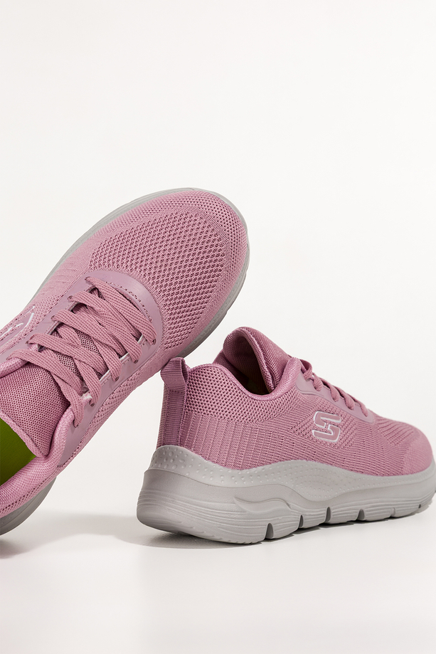 Różowe sneakersy damskie buty sportowe na fitness z perforacją szara platforma sznurowane Casu JK9321-45