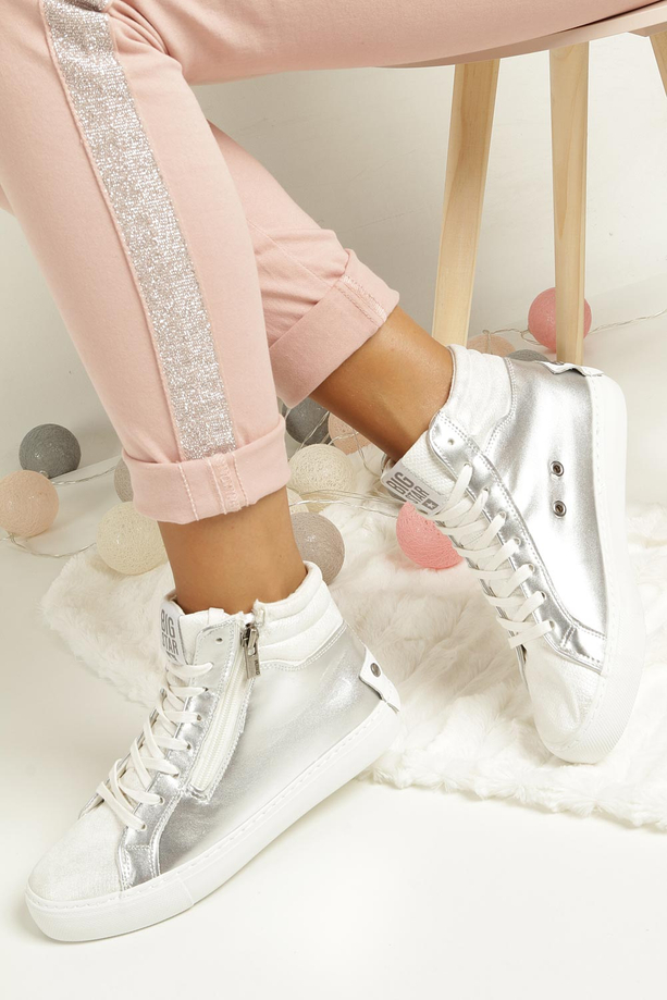 Białe sneakersy trampki sznurowane z ozdobnym suwakiem Big Star BB274727