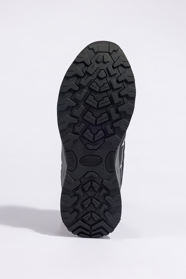 Czarne buty trekkingowe damskie buty sportowe na bieżnikowanej podeszwie sznurowane białe wstawki softshell Casu 2408-1W
