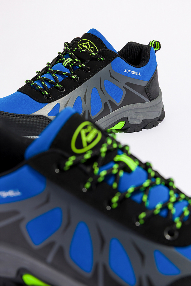 Niebieskie buty trekkingowe damskie z czarnymi dodatkami sznurowane softshell Casu B2110-3