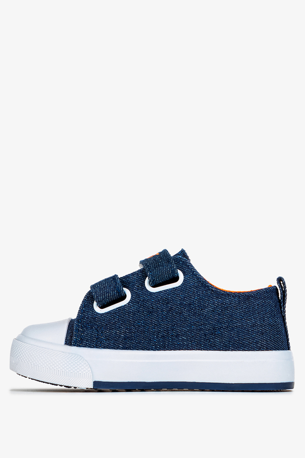 Granatowe trampki jeansowe na rzepy Casu 8/4/21/M