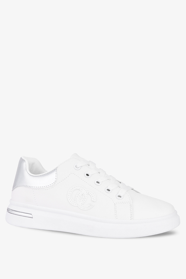 Białe sneakersy na platformie damskie sznurowane Casu MB-122