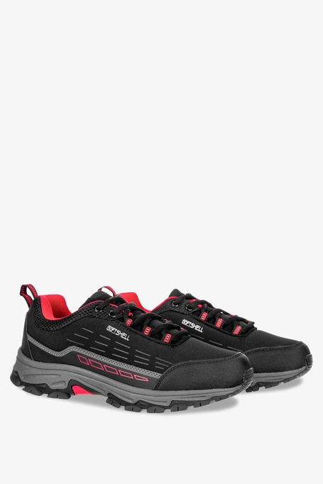 Czarne buty trekkingowe sznurowane softshell Casu A2003-3