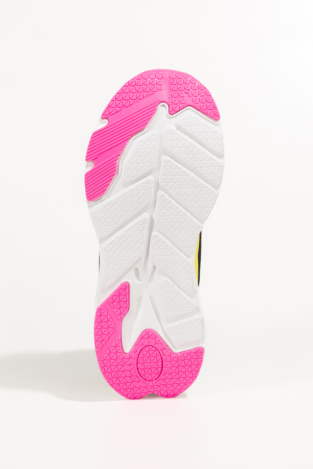 Czarne sneakersy damskie buty sportowe do biegania biała platforma turkusowe i różowe wstawki sznurowane Casu 9032-1