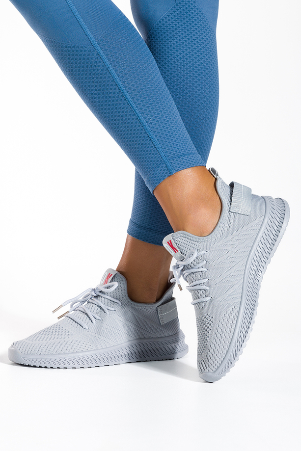 Szare sneakersy damskie buty sportowe sznurowane Casu SJ2300-3