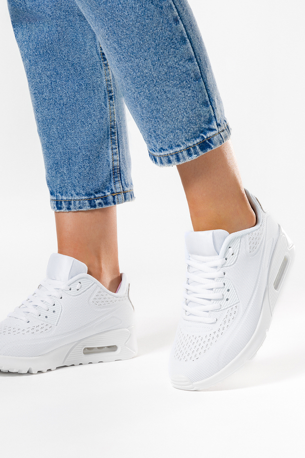 Białe sneakersy damskie buty sportowe na platformie sznurowane Casu B3363-5