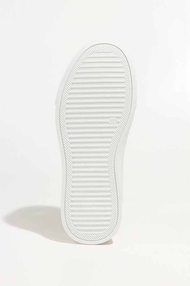 Beżowe trampki damskie sneakersy na platformie ozdobne oczka z cyrkoniami sznurowane Carla 9150