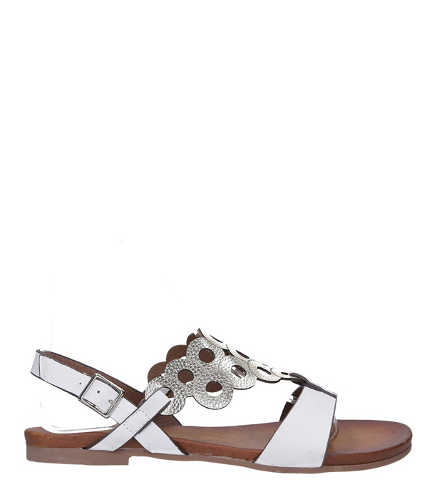 Białe lekkie sandały płaskie ażurowe błyszczące Casu K19X14/W
