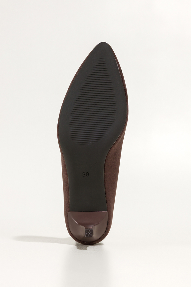 Czekoladowe szpilki damskie Sergio Leone z zamszu ekologicznego skórzana wkładka 8663