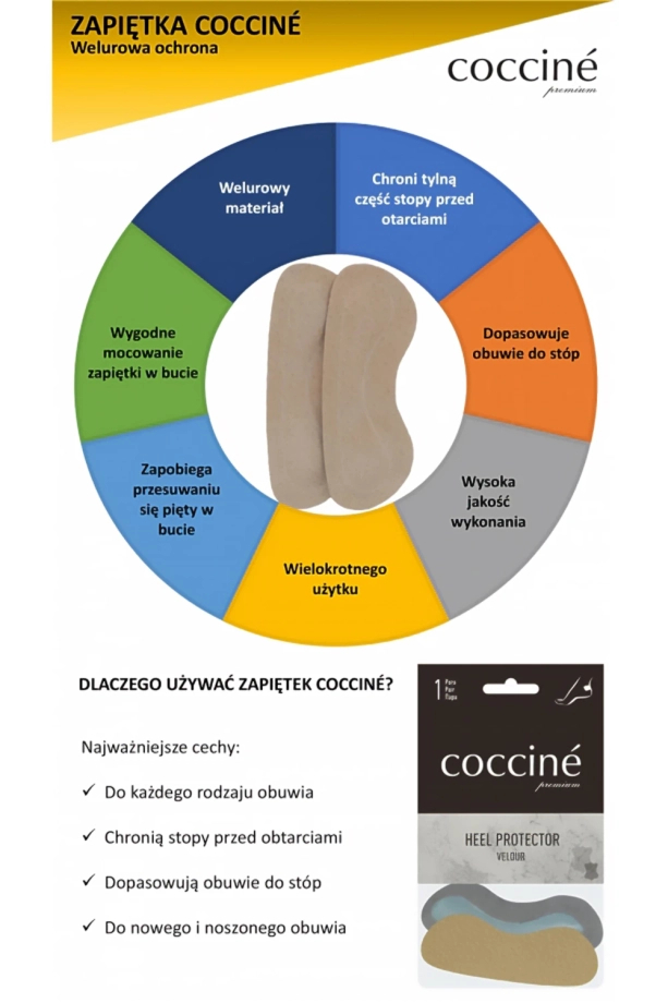 Ochronna zapiętka ze skóry welurowej Coccine Heel Protector do obuwia codziennego i eleganckiego  