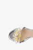 Srebrne sandały z kryształkami na słupku z zakrytą piętą pasek wokół kostki POLSKA SKÓRA Casu 3093-O-1