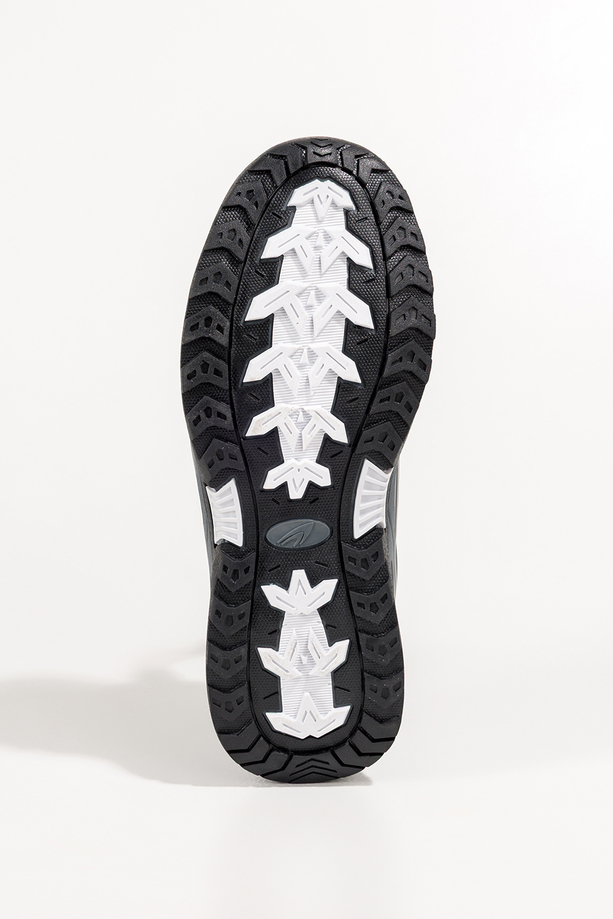 Szare buty sportowe trekkingowe damskie na bieżnikowanej podeszwie z regulowaną elastyczną sznurówką białe wstawki Casu RS2502-2W 