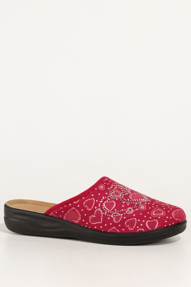 Czerwone kapcie damskie Inblu obuwie domowe serca z cyrkoniami wkładka soft XU989Y99