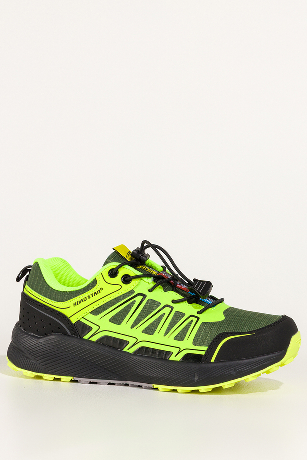 Zielone buty sportowe trekkingowe damskie na bieżnikowanej podeszwie z regulowaną elastyczną sznurówką seledynowe wstawki Casu 7494-5D