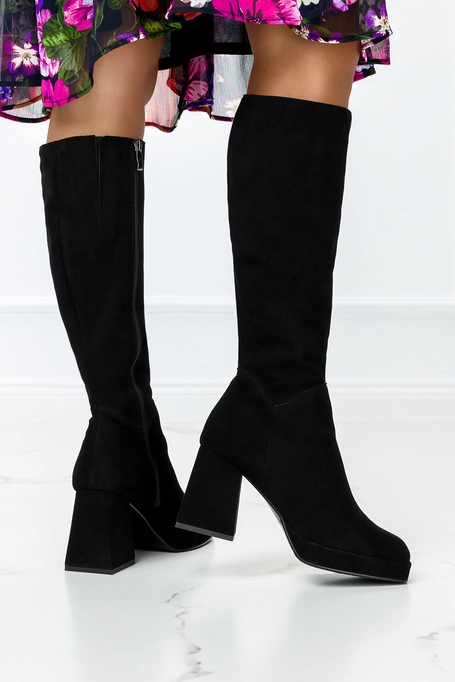 Czarne kozaki skórzane na klocku PRODUKT POLSKI Casu 09190-19