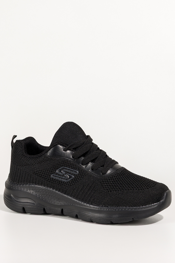 Czarne sneakersy damskie buty sportowe na fitness z perforacją czarna platforma sznurowane Casu JK9321-1