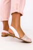 Różowe sandały płaskie z napisami polska skóra Casu 4072
