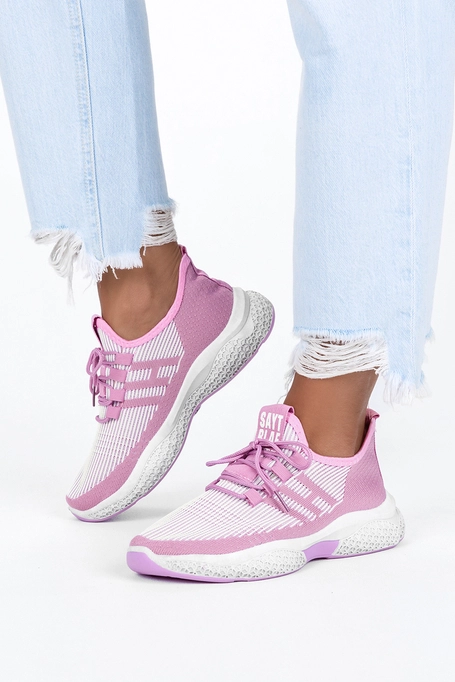 Różowe sneakersy damskie buty sportowe sznurowane Casu 204-44P