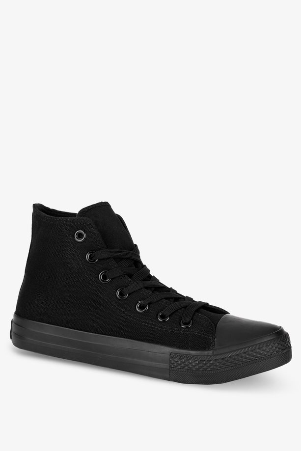 Czarne trampki wysokie damskie sznurowane Casu XH8502