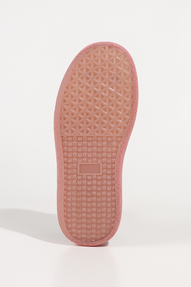 Brązowe sneakersy damskie buty sportowe na różowej platformie różowe wstawki sznurowane Carla 1000