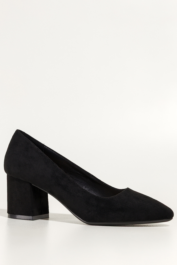 Czarne czółenka damskie Sergio Leone na niskim obcasie skórzana wkładka KY588