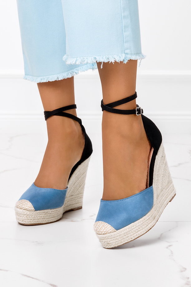 Niebieskie sandały espadryle na koturnie Casu N19-513