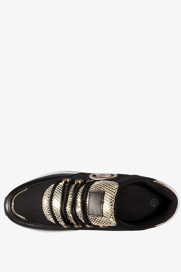 Czarne sneakersy damskie buty sportowe sznurowane Casu 19230-1