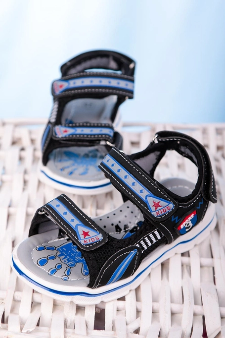 Czarne sandały na rzepy Casu YF-02B