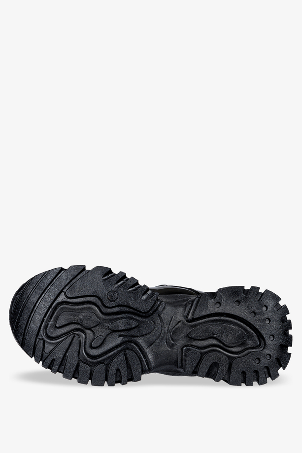 Czarne botki sneakersy z futerkiem sznurowane Casu MF263