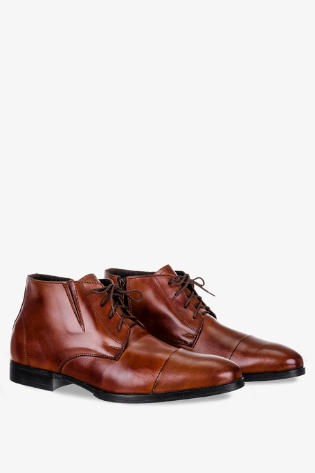 Brązowe trzewiki sznurowane POLSKA SKÓRA Windssor T-1
