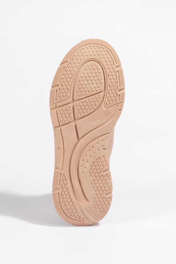 Beżowe buty sportowe damskie sneakersy z perforacją sznurowane Casu PDJ269-63